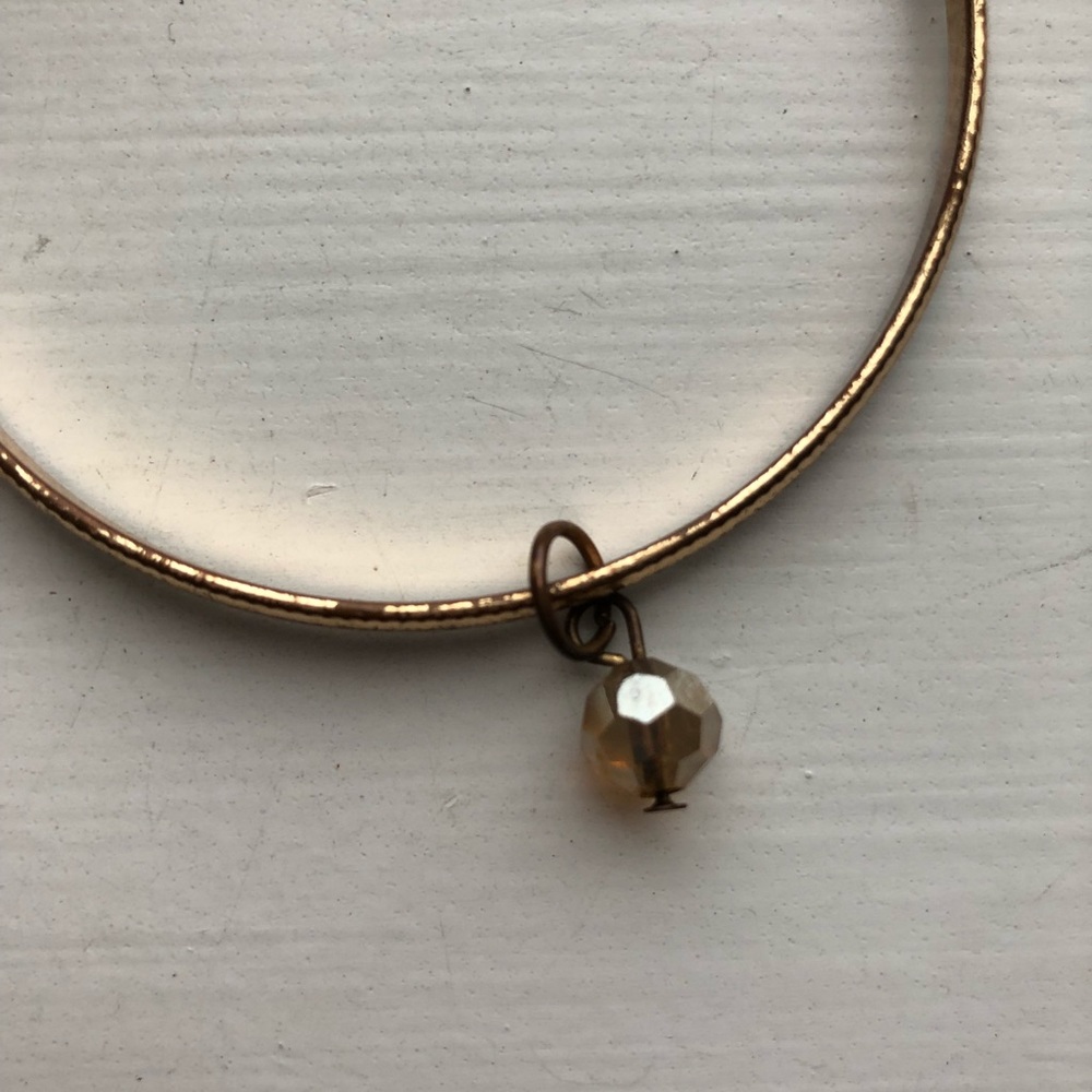 Vintage Thin Gold Stacking Bangle Charm Bracelet - image 2